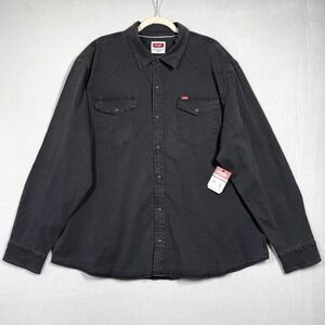 Wrangler Shirt Mens 2XL Denim Western Snap Shirt Slim Fit Black Cowboy Wash NWT